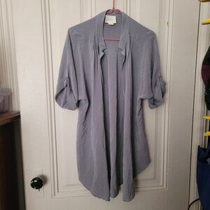 Maeve 100% Silk Grey Button Down Blouse